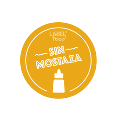 Etiqueta adhesiva en rollo alérgenos Mostaza redonda 35mm (ancho x alto)